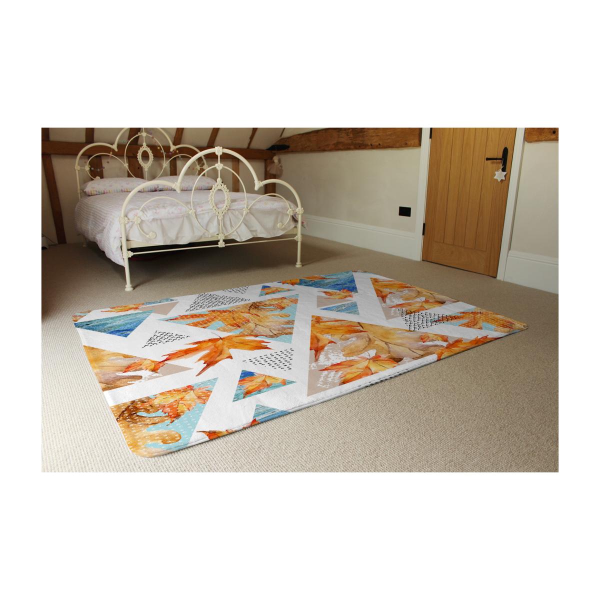 Autumn Geometrics With Maple Leaves Rug - Orange / 230cm – image 1