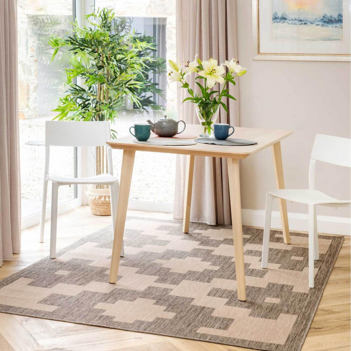Natural Beige Geometric Flatweave Indoor Outdoor Rug - Beige / 290 x 200cm – image 5