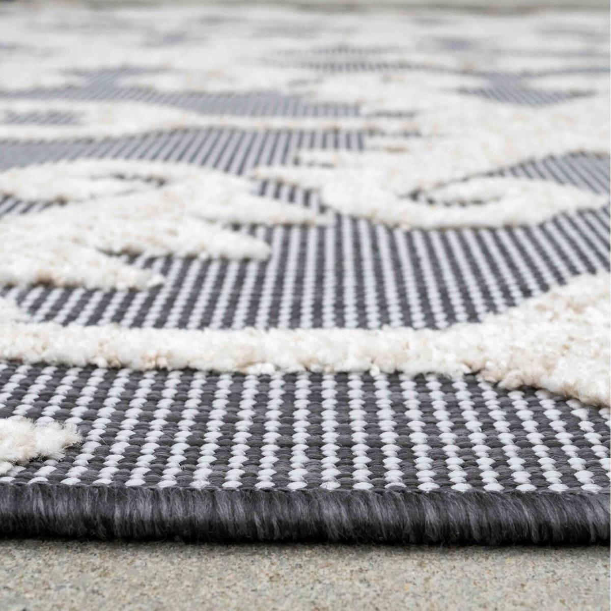 Grey Beige Textured Floral Trellis Weatherproof Durable Indoor Outdoor Area Rug - Anthracite / 290 x 200cm – image 4