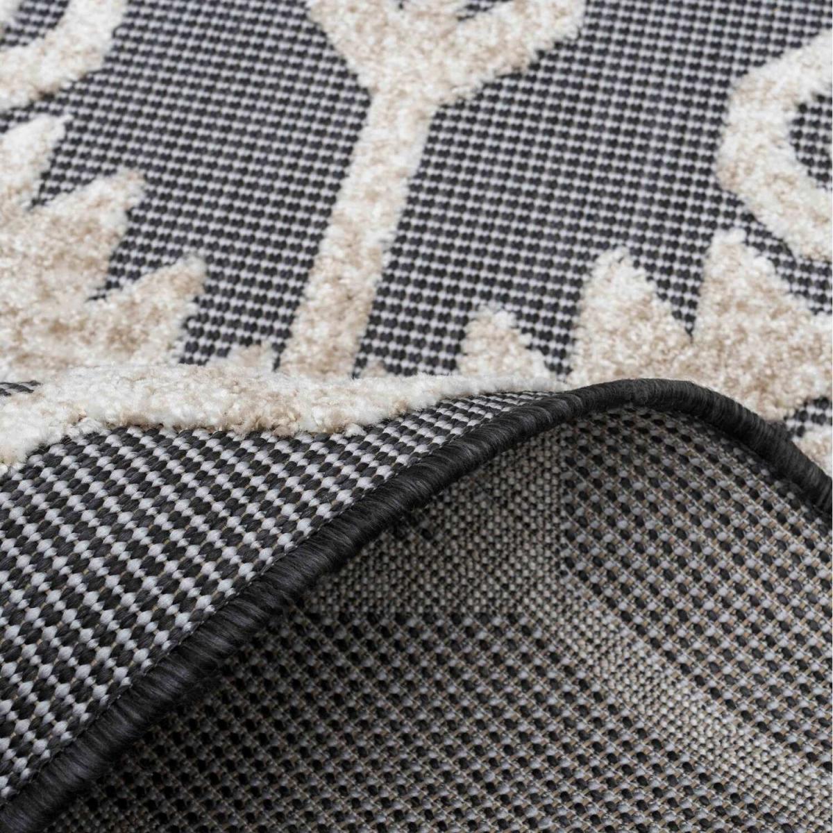 Grey Beige Textured Floral Trellis Weatherproof Durable Indoor Outdoor Area Rug - Anthracite / 290 x 200cm – image 6