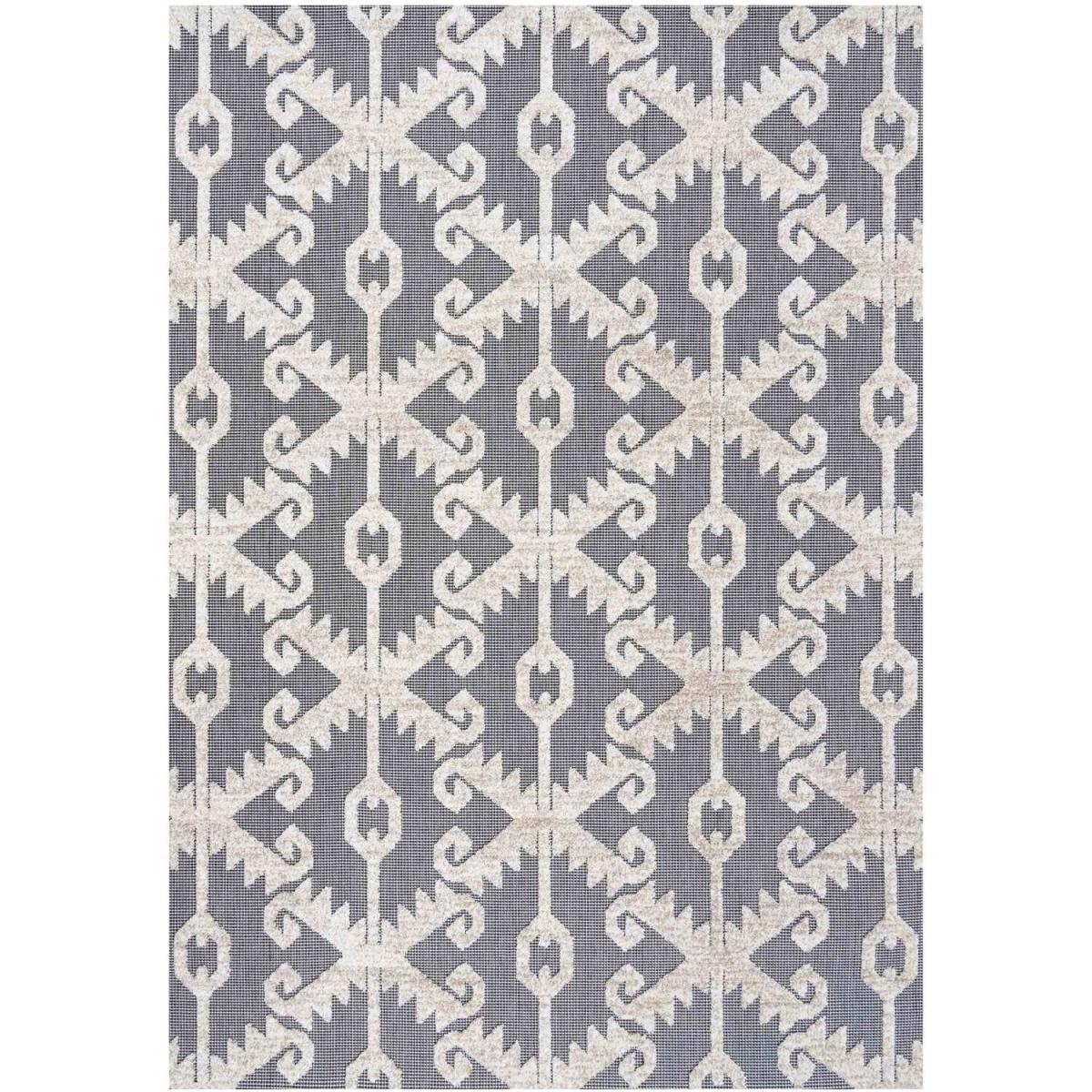 Grey Beige Textured Floral Trellis Weatherproof Durable Indoor Outdoor Area Rug - Anthracite / 290 x 200cm – image 7