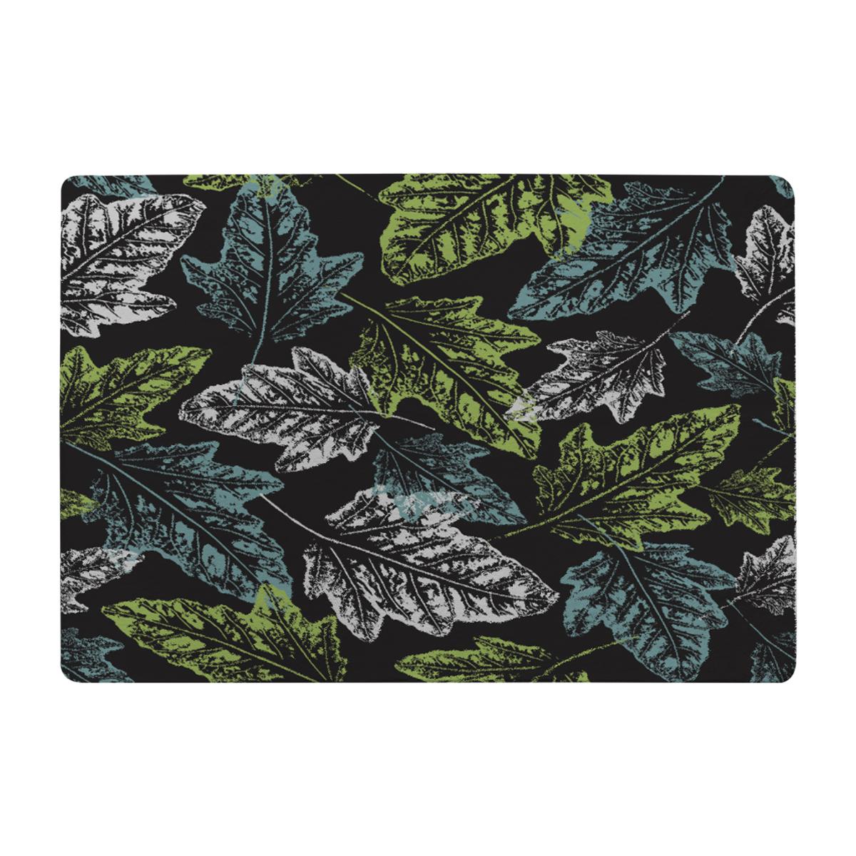 Leaf Print On Dark Rug - Green / 110cm – image 1