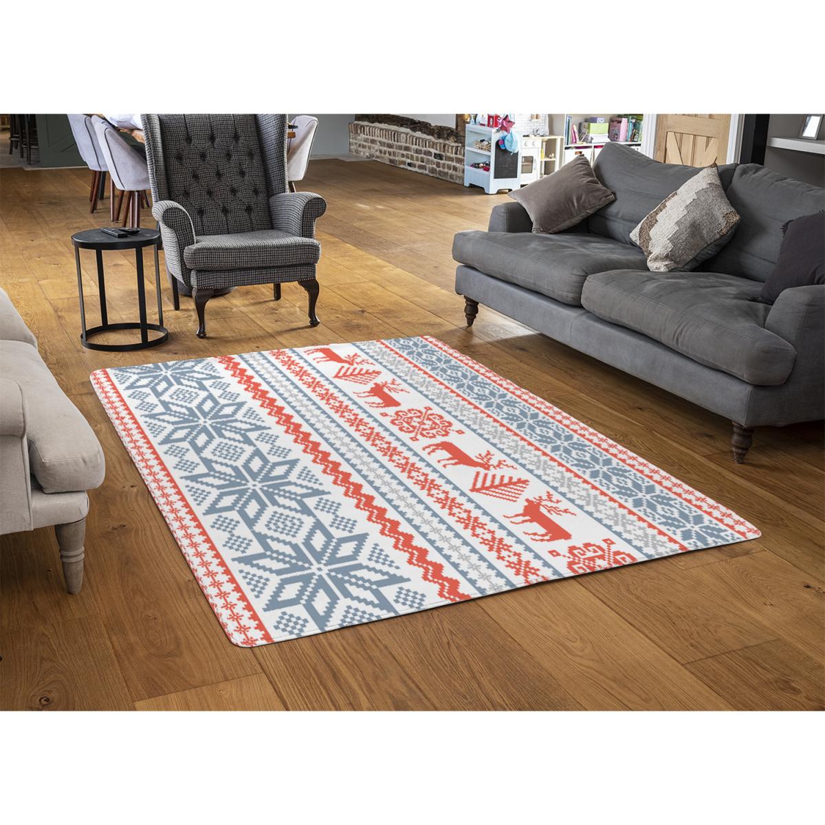 Christmas Background With Deer Style Rug - red / 230cm – image 2