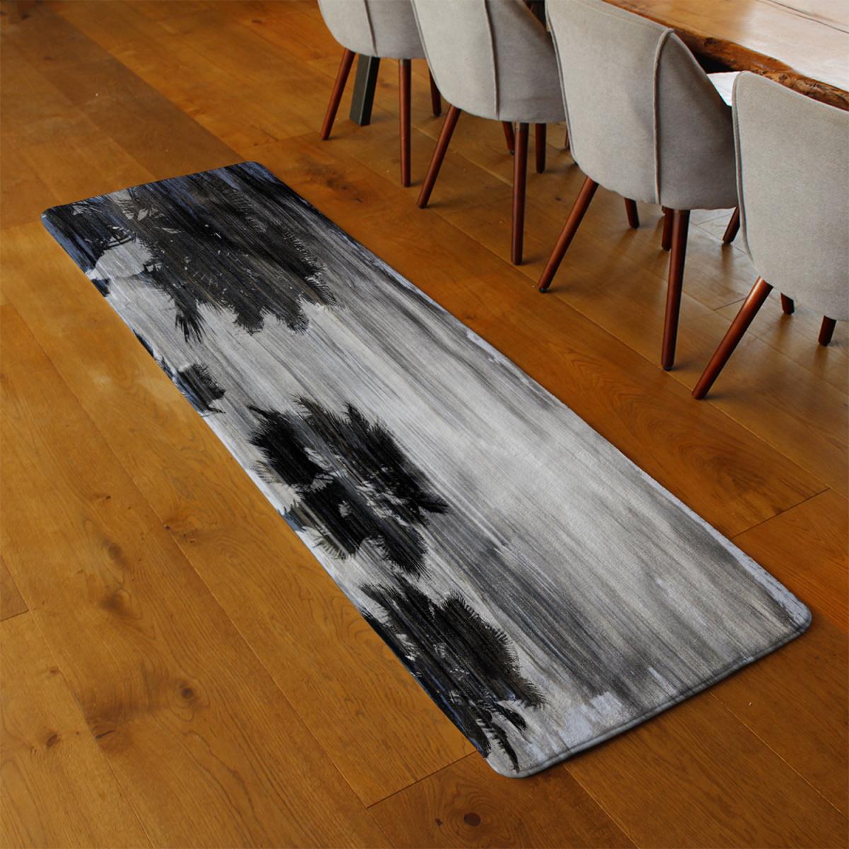 Silver And Black Palm Runner Rug - Black – image 3