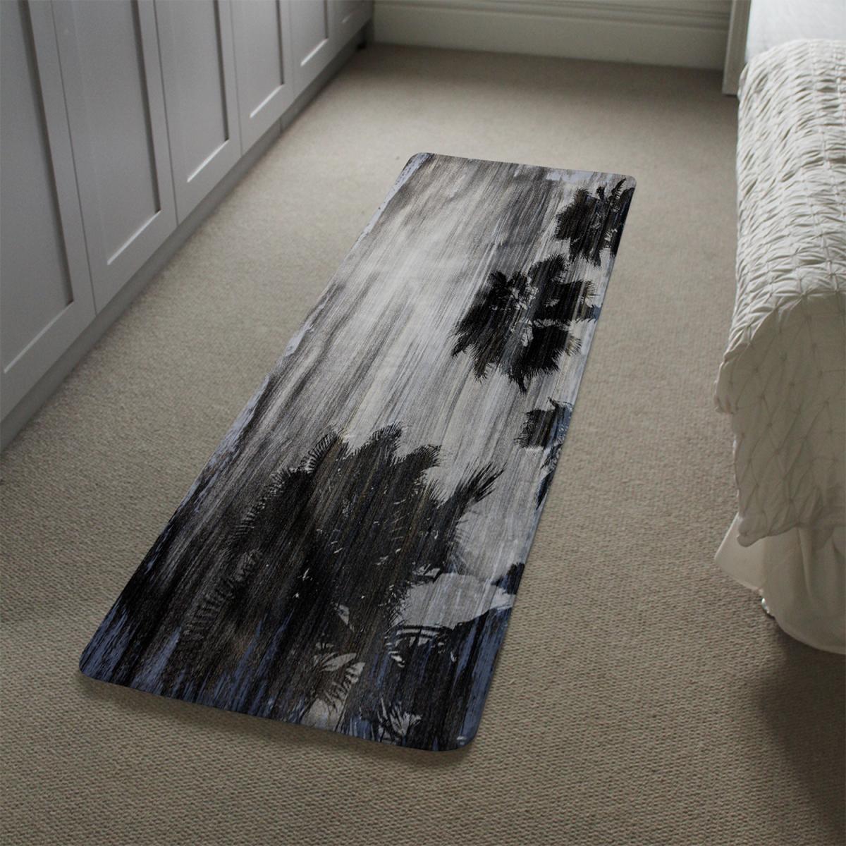 Silver And Black Palm Runner Rug - Black – image 1