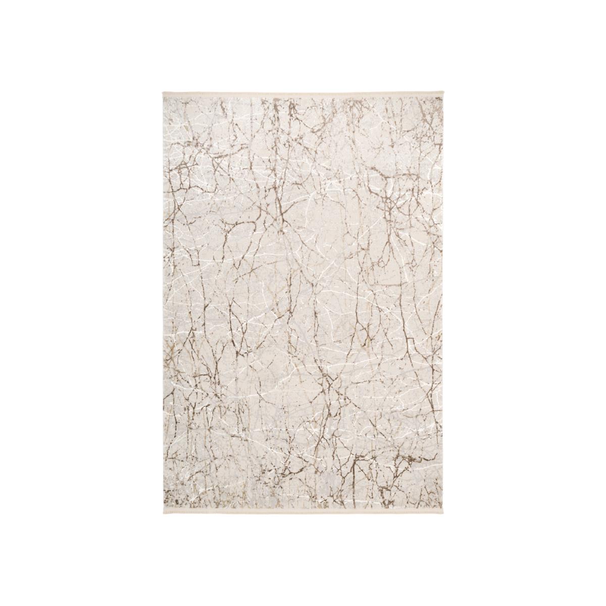 Beige Abstract Fringed Rug - Beige / 290cm