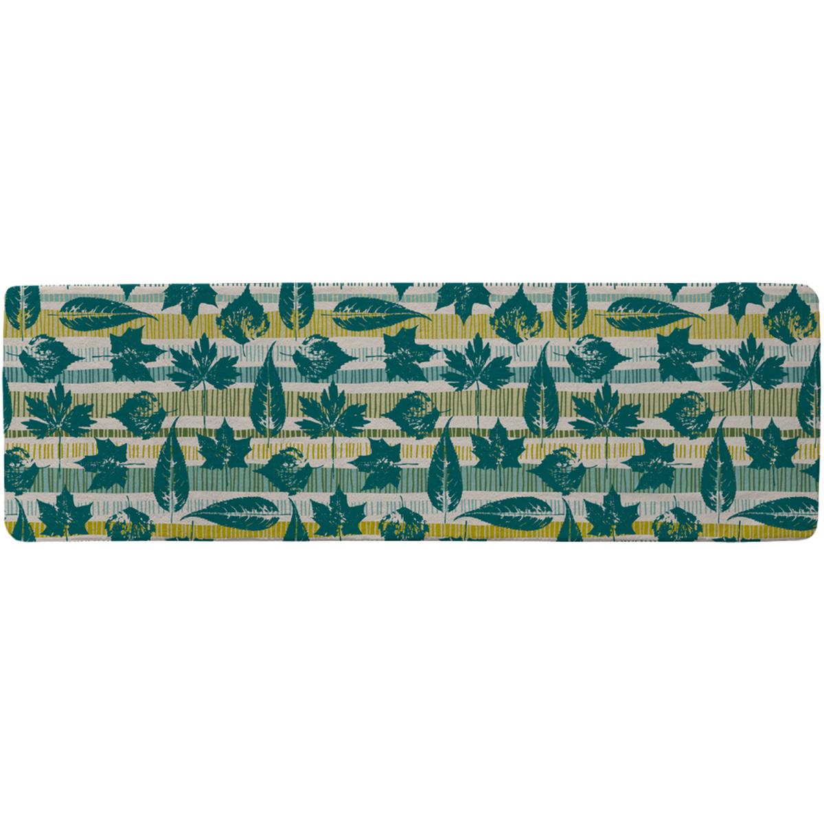 Autumn Seamless Pattern With Leaves On Geometric Background Runner Rug - Green – image 2