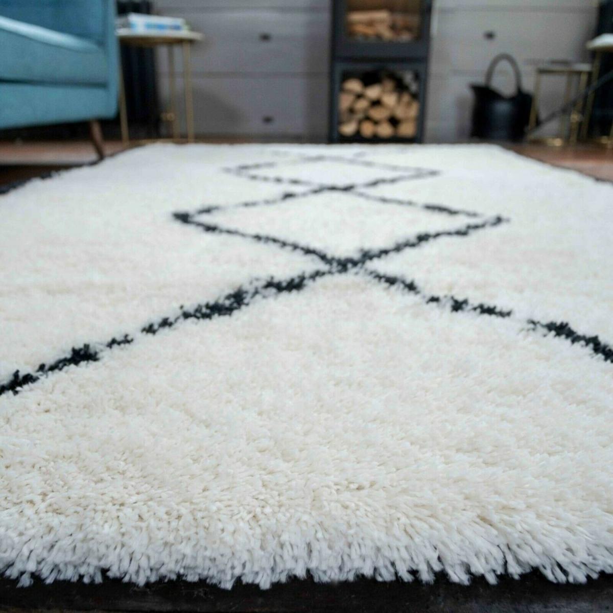 Ivory and Charcoal Scandi Shaggy Rug - Nova - Ivory / 240cm – image 3