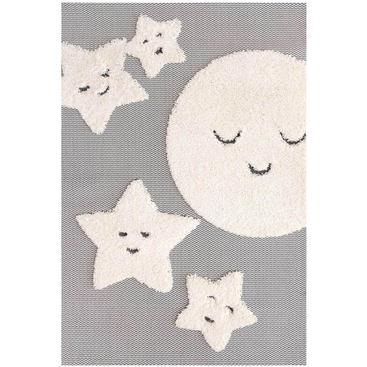 Grey Stars Moon Kids Nursery Playroom Textured Rug - Grey / 170 x 120cm – image 2