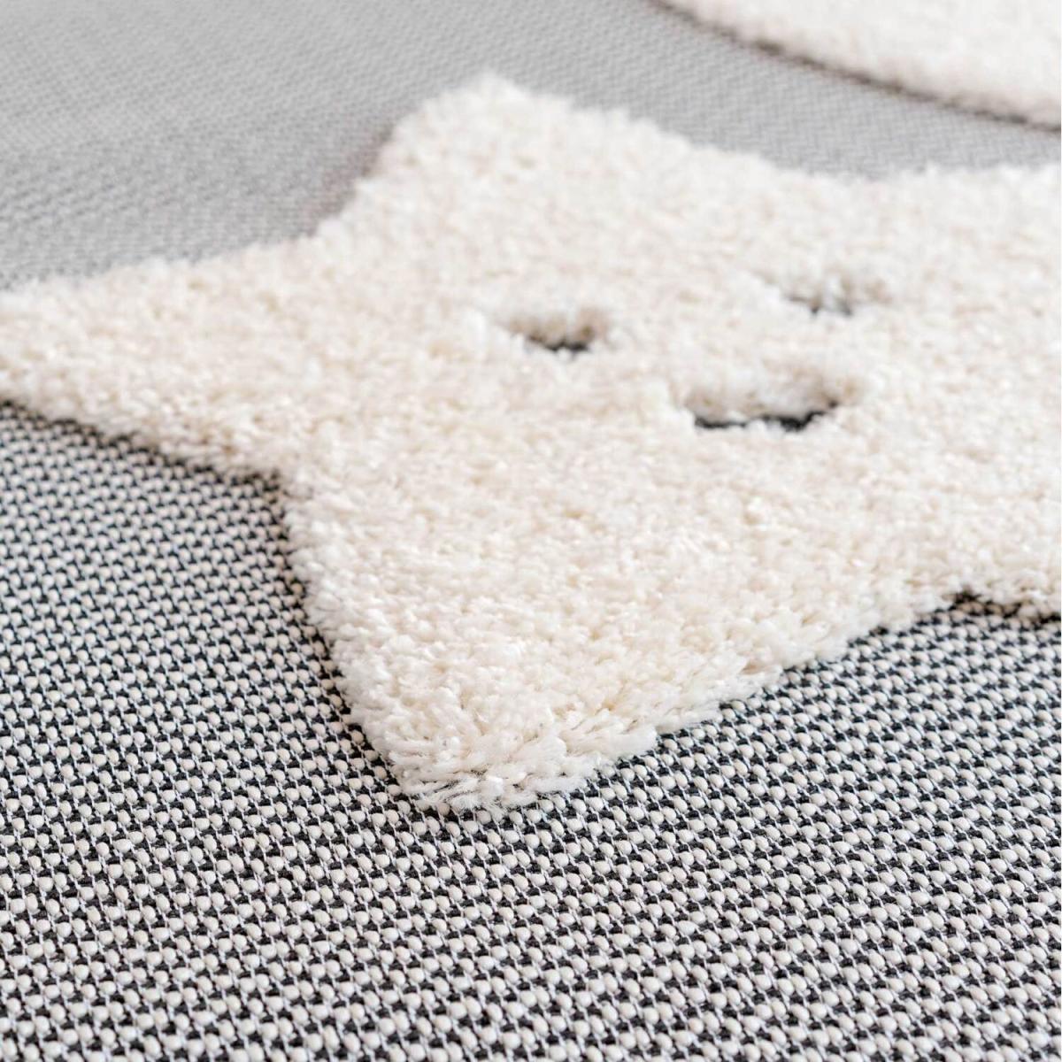 Grey Stars Moon Kids Nursery Playroom Textured Rug - Grey / 170 x 120cm – image 4