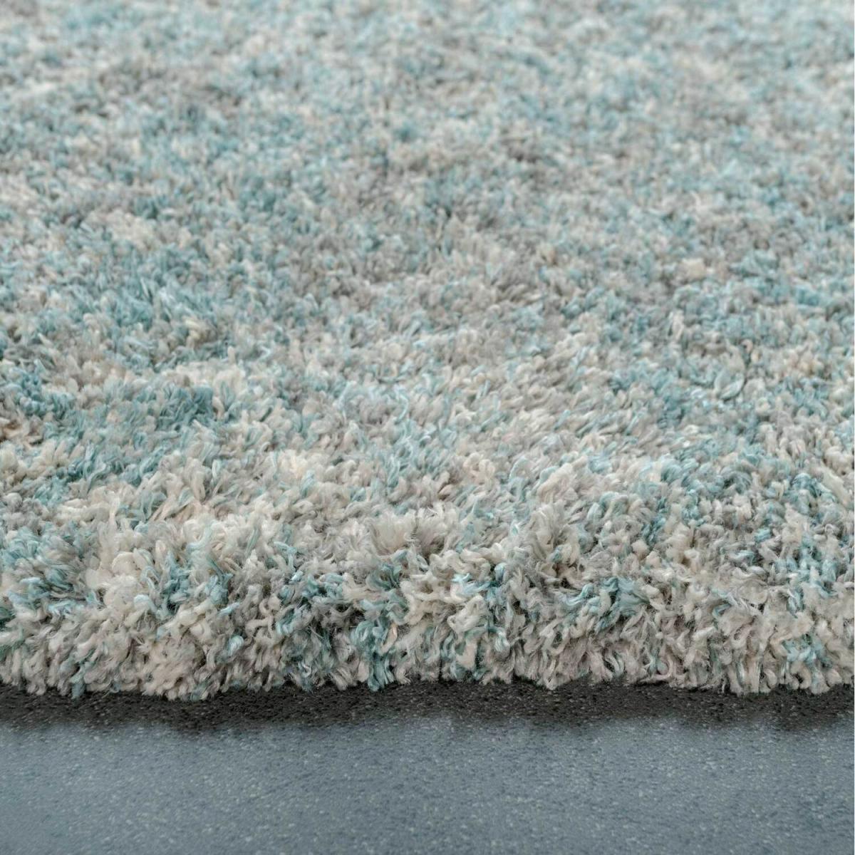 Duck Egg Blue Grey Mottled Shaggy Area Rug - Duck Egg / 240 x 60cm – image 2