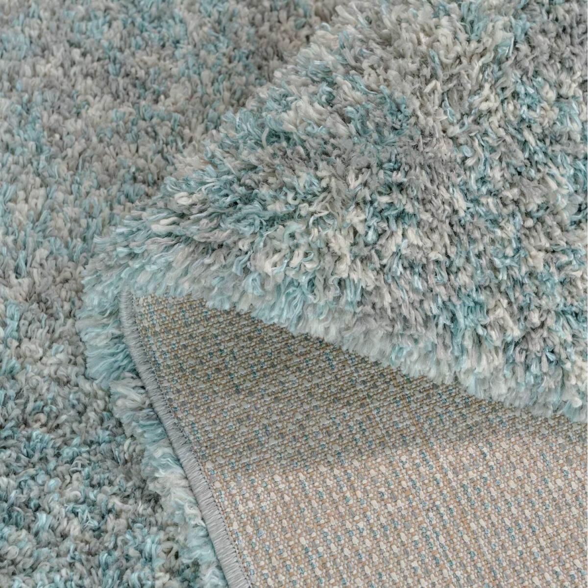 Duck Egg Blue Grey Mottled Shaggy Area Rug - Duck Egg / 240 x 60cm – image 4