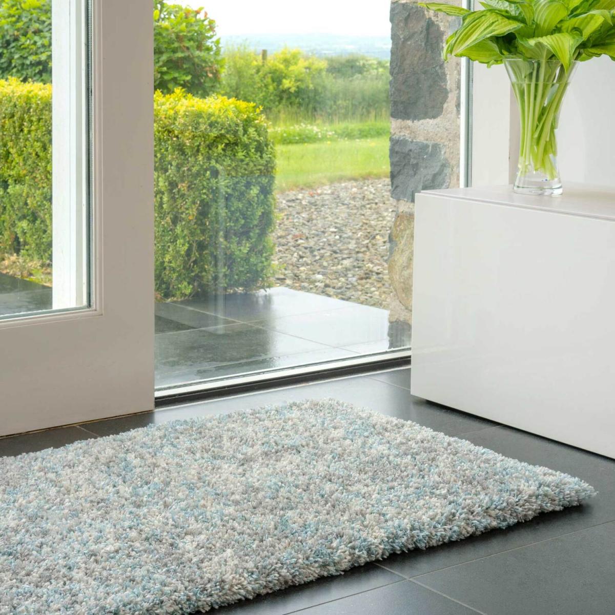Duck Egg Blue Grey Mottled Shaggy Area Rug - Duck Egg / 240 x 60cm – image 5