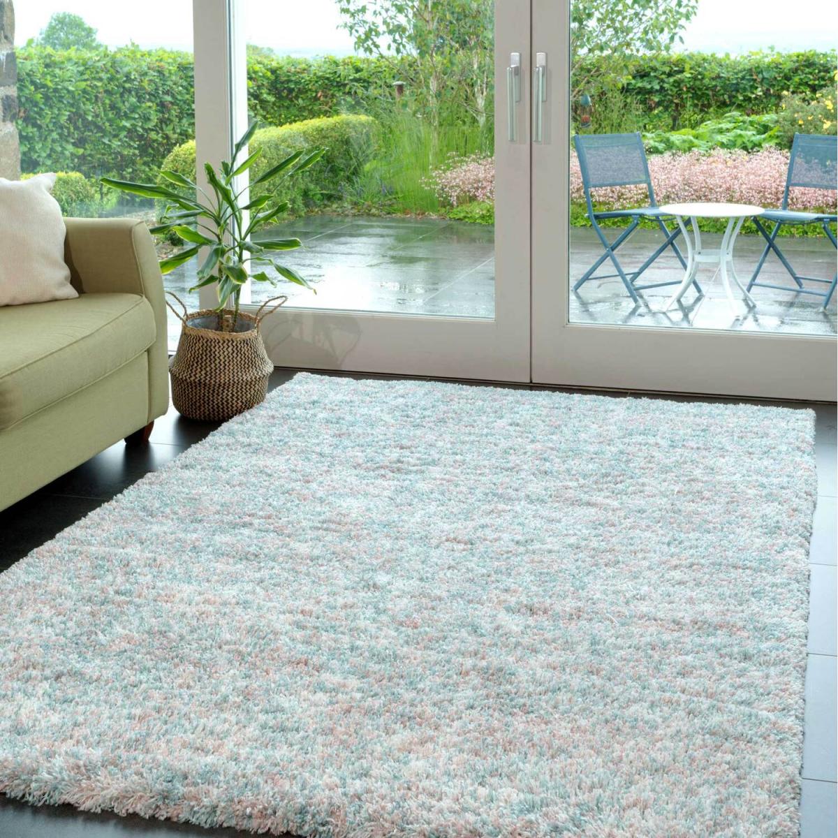 Duck Egg Blue Grey Mottled Shaggy Area Rug - Duck Egg / 240 x 60cm – image 7