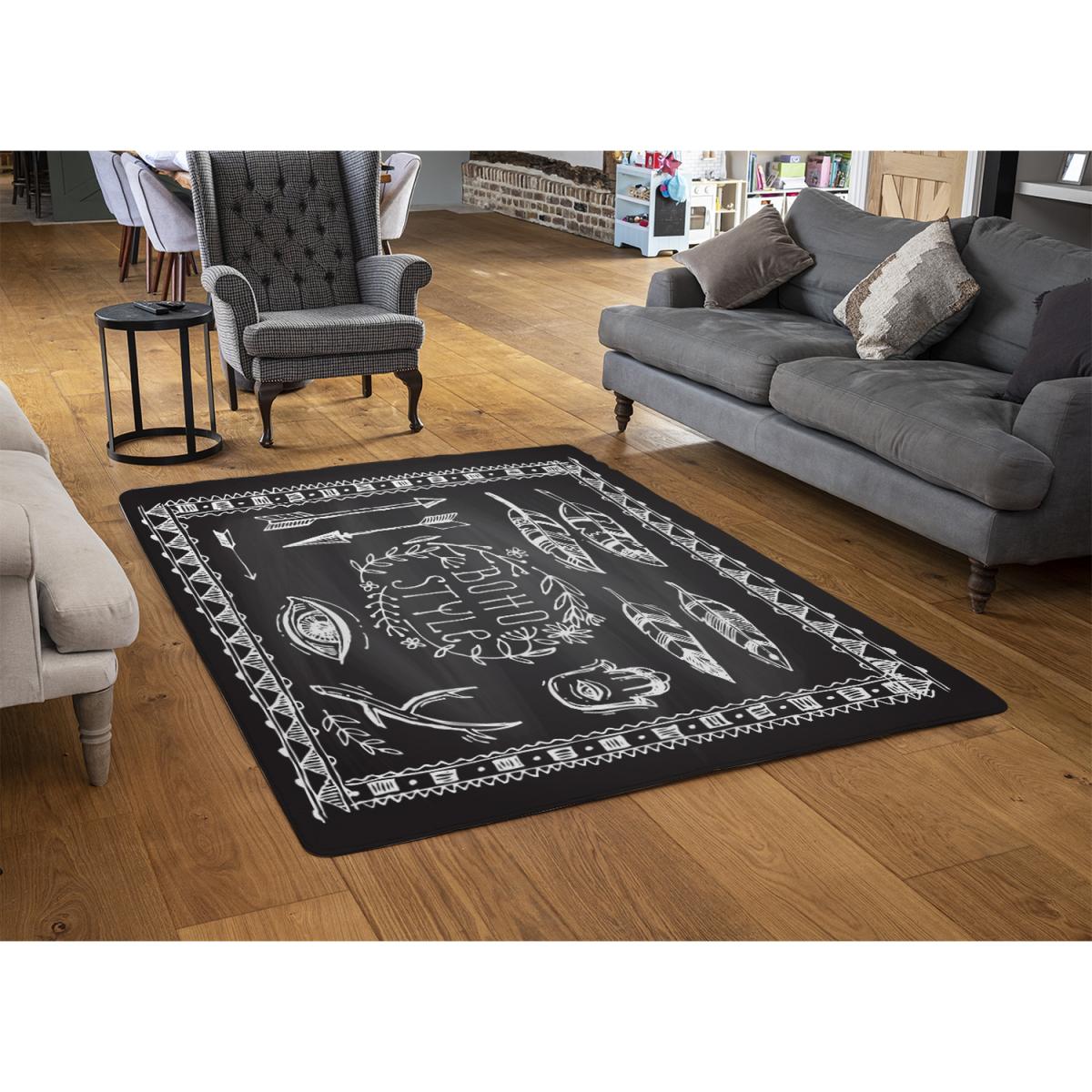 Boho Style Motivating Phrase Rug - Black / 230cm – image 2