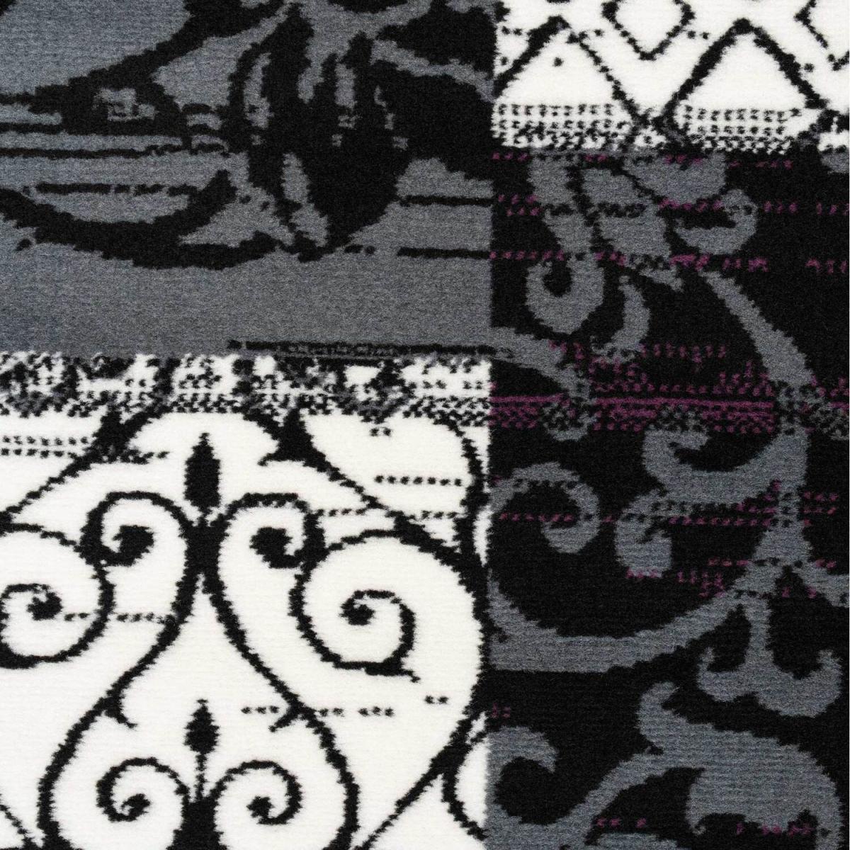 Purple Black Grey Floral Patchwork Living Room Rug - Purple / 330 x 240cm – image 7