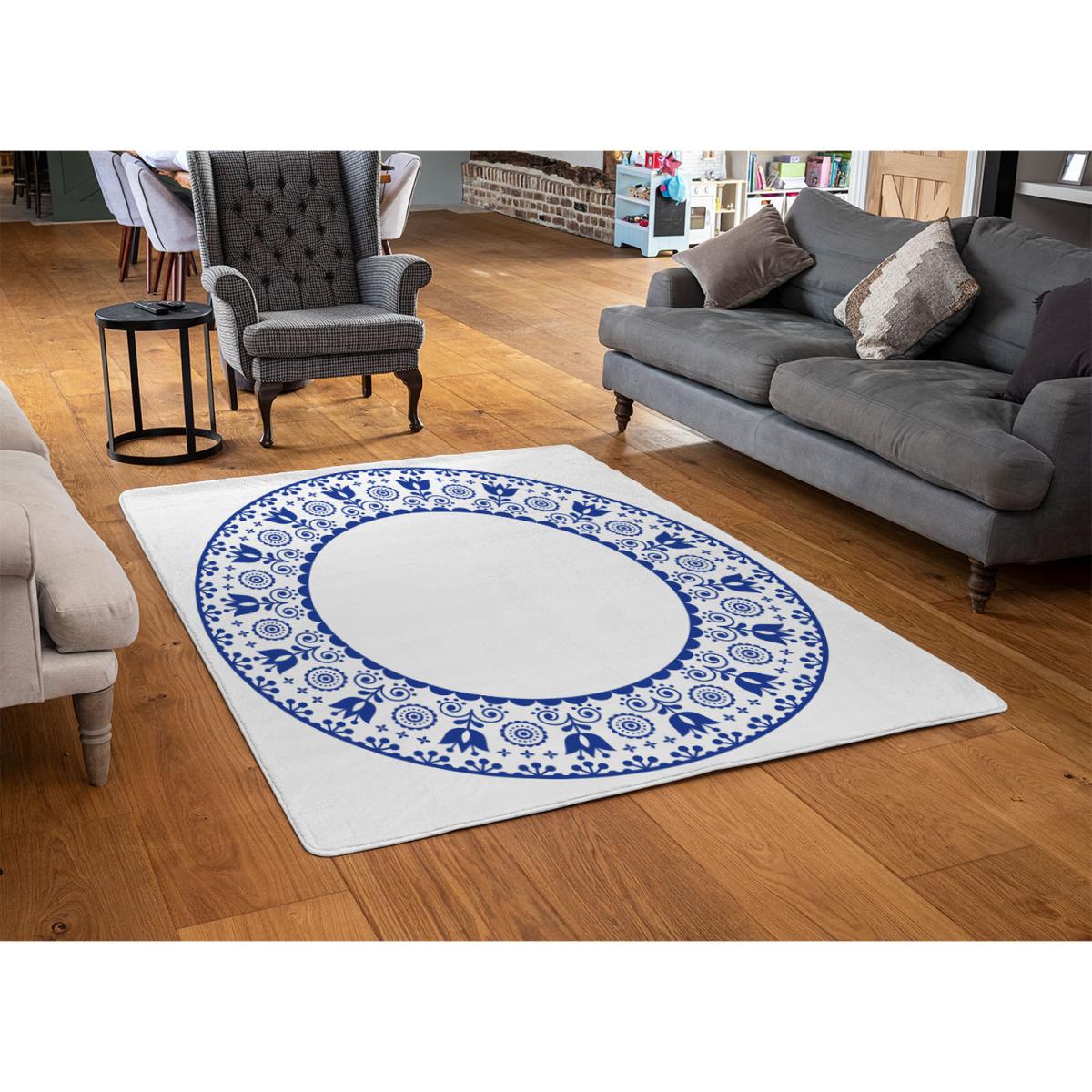 Folk Art Designer Rug - Blue / 200cm – image 2