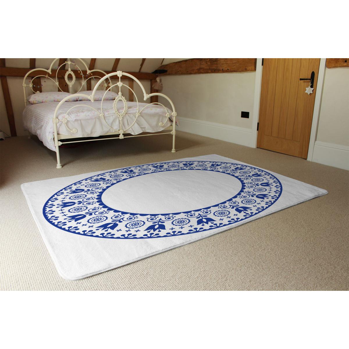 Folk Art Designer Rug - Blue / 200cm – image 3