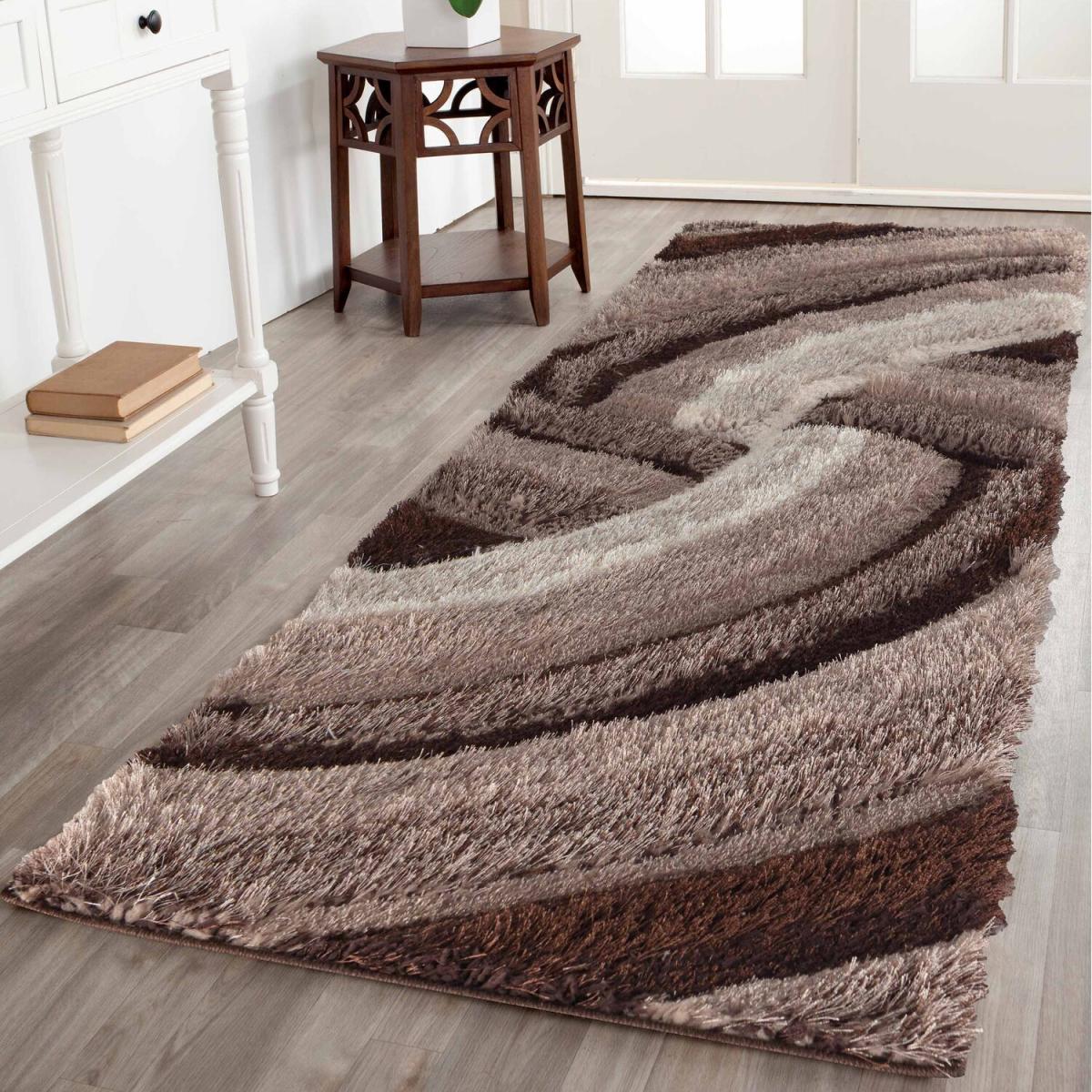 Modern Soft Swirl Shimmer Shaggy Area Rugs - Bronze / 120x170 cm Rectangle – image 2