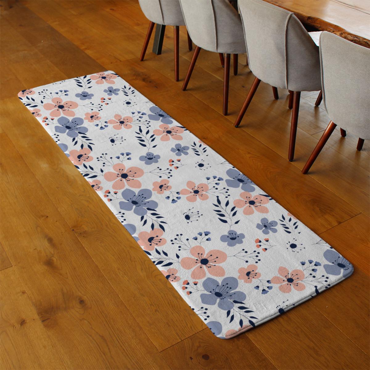 Pink  Blue Flowers Runner Rug - Pink – image 3