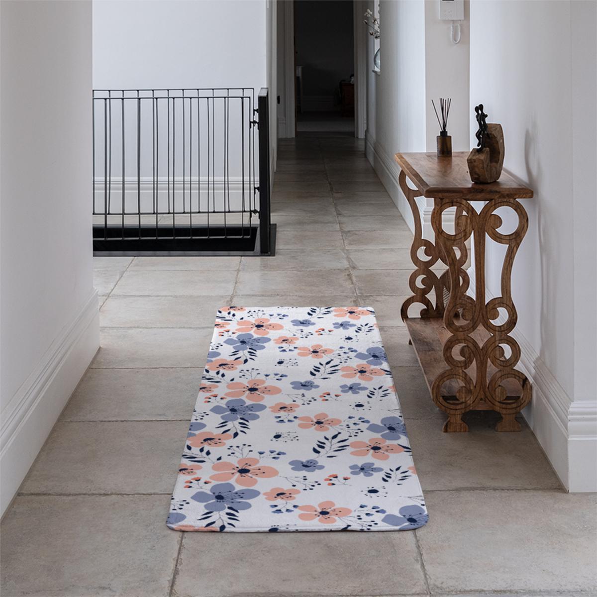 Pink  Blue Flowers Runner Rug - Pink – image 4