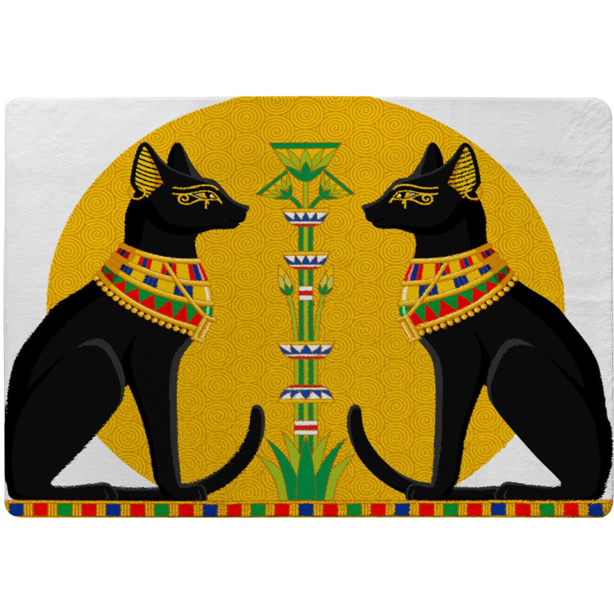 Illustration Of Black Egyptian Cats With Papyrus Rug - Orange / 230cm – image 2