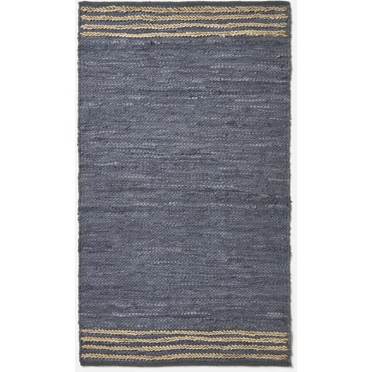 Grey Recycled Leather Handwoven Stripe Rug - Grey / 230cm – image 2