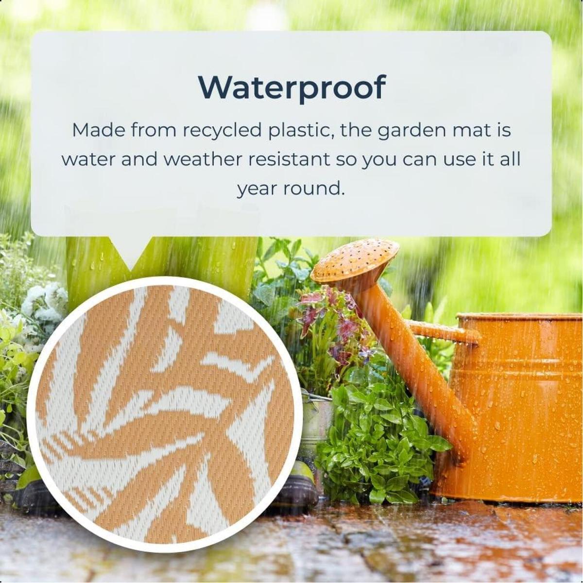 Orange and White Leaf Design Outdoor Camping Rug Mat - Orange and White – image 2