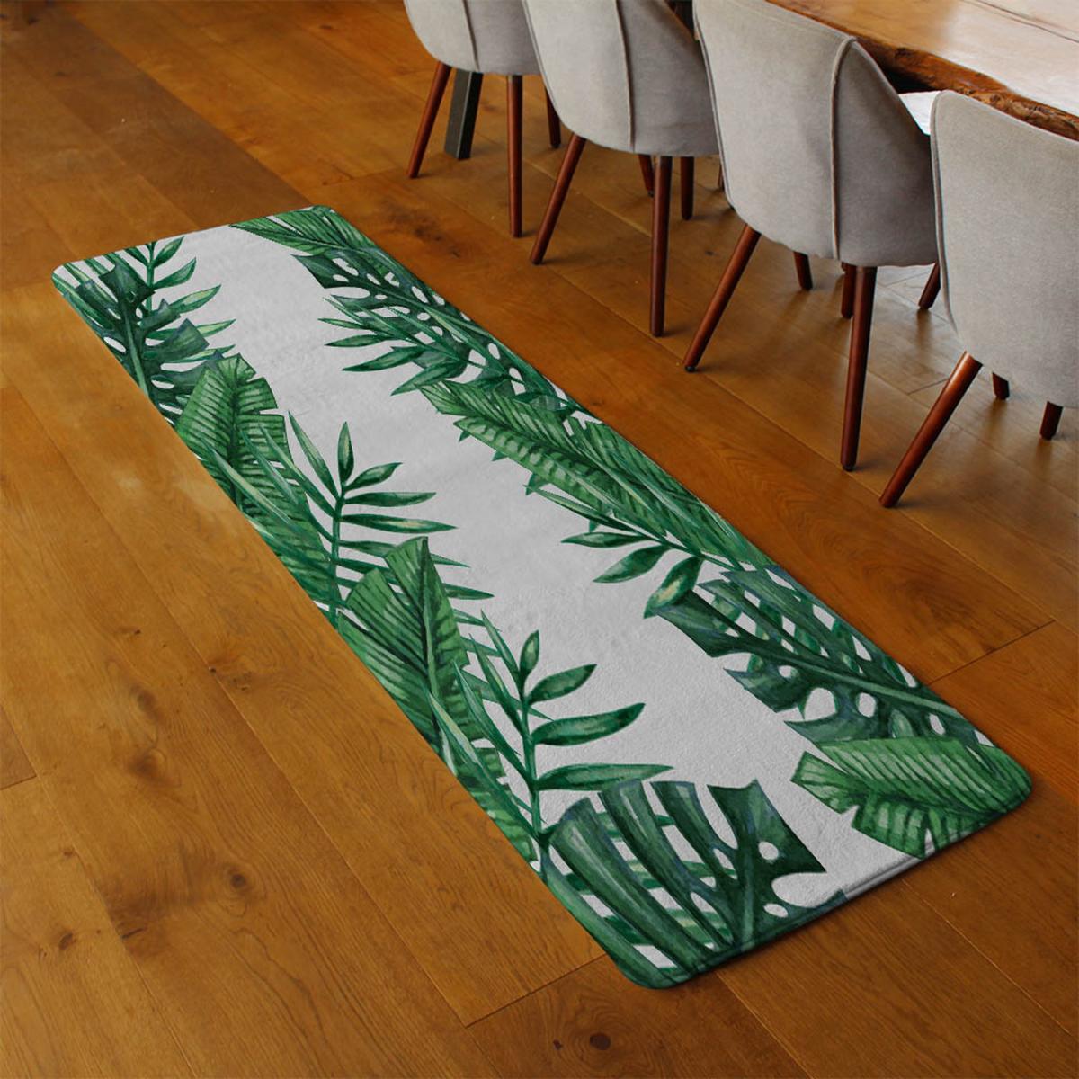 Half Botanical Border Runner Rug - Green – image 3