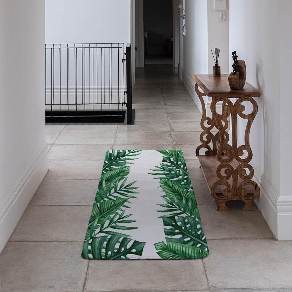 Half Botanical Border Runner Rug - Green – image 4