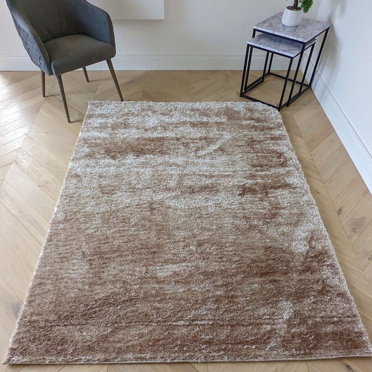 Natural Low Pile Polyester Shaggy Rug - Lush - Orange / 170cm – image 1