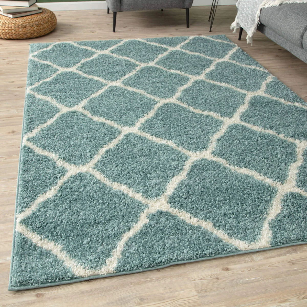 Myshaggy Moroccan Design Rug - Black / 240x340cm - Duck Egg Blue – image 2