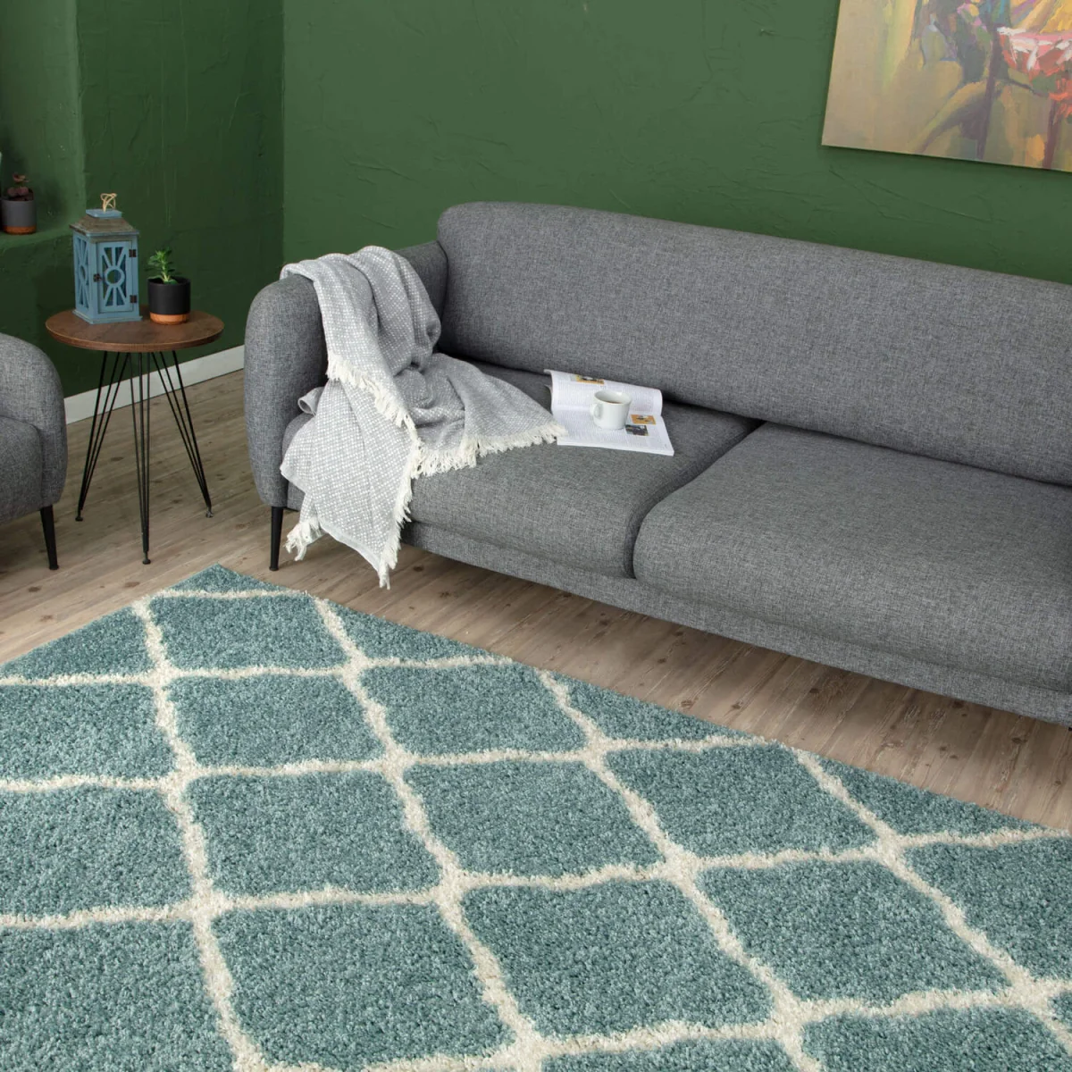 Myshaggy Moroccan Design Rug - Black / 240x340cm - Duck Egg Blue – image 6