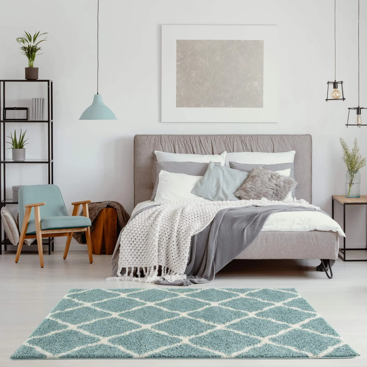 Myshaggy Moroccan Design Rug - Black / 240x340cm - Duck Egg Blue – image 7