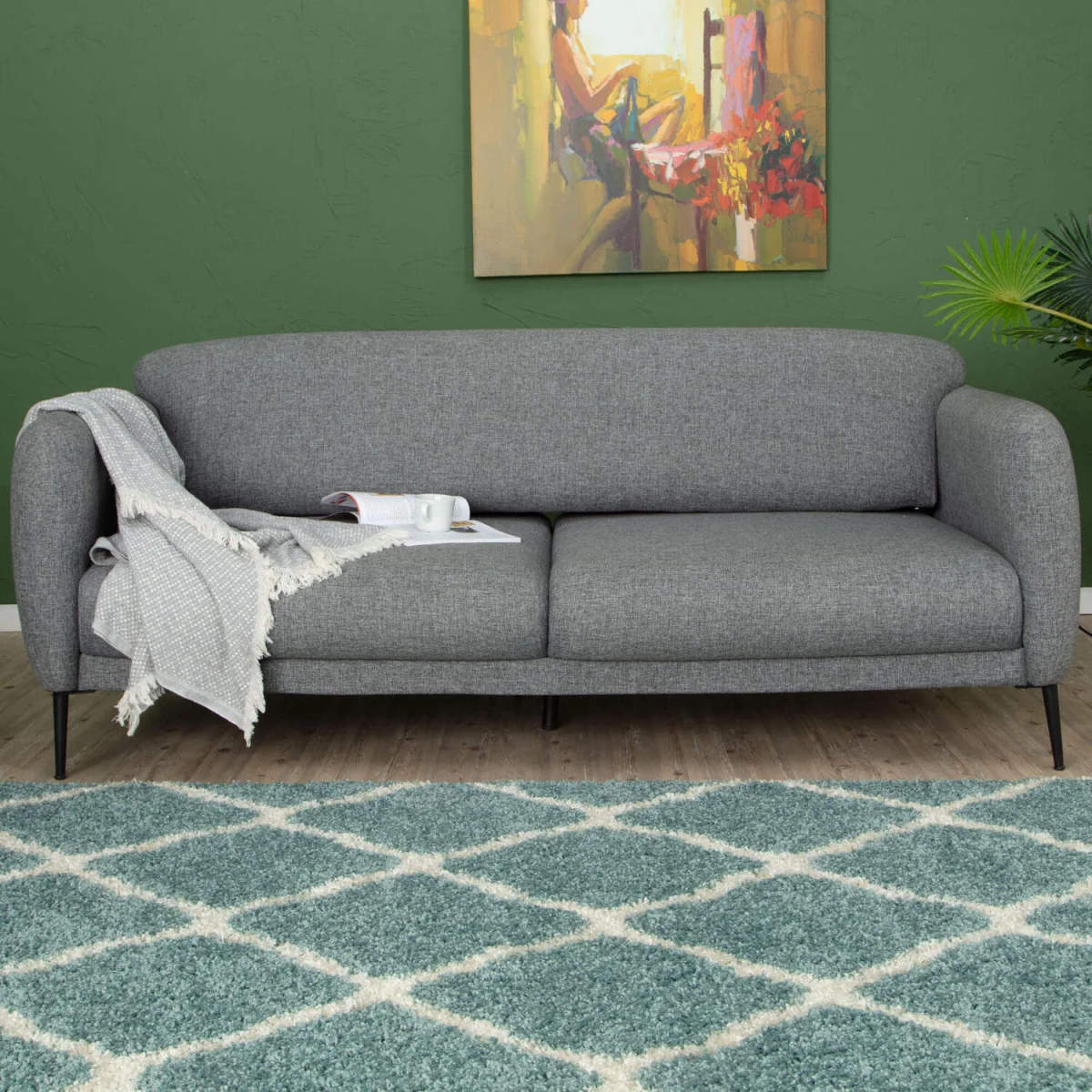 Myshaggy Moroccan Design Rug - Black / 240x340cm - Duck Egg Blue – image 8