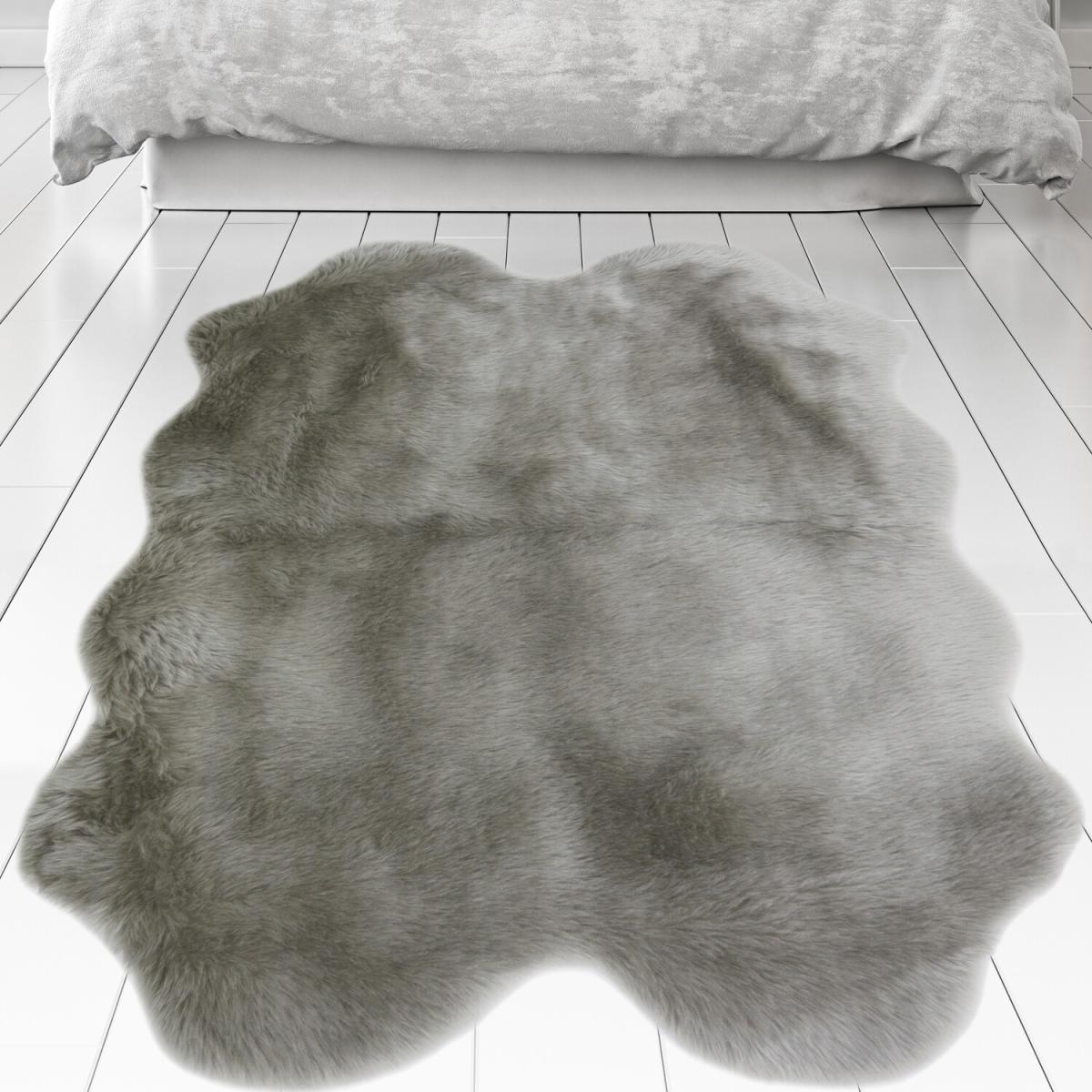 Silver Cosy High Pile Faux Fur Sheepskin Rug - Kinsale - Silver / 150cm – image 4