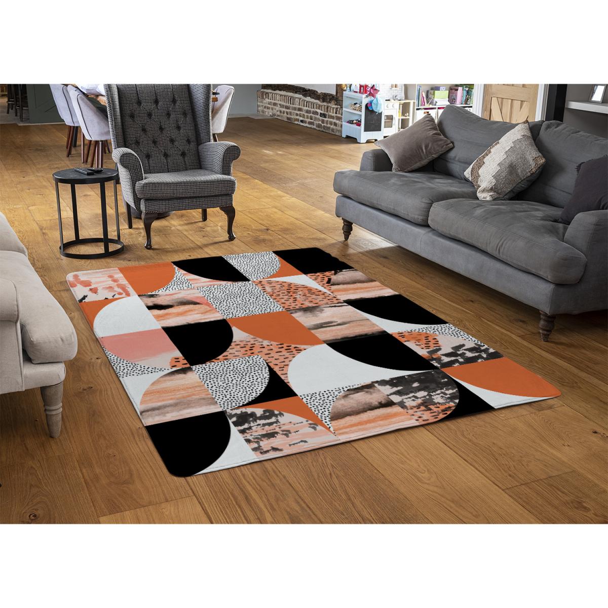 Geometric Circles In Autumn Colours Rug - Orange / 110cm – image 2