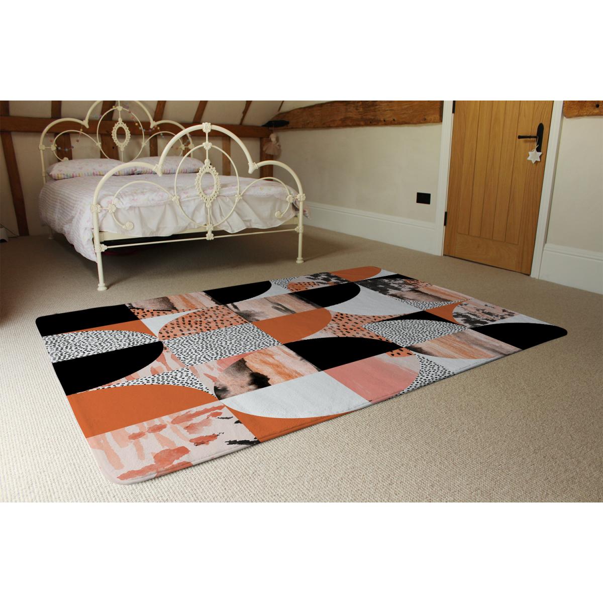 Geometric Circles In Autumn Colours Rug - Orange / 110cm – image 3