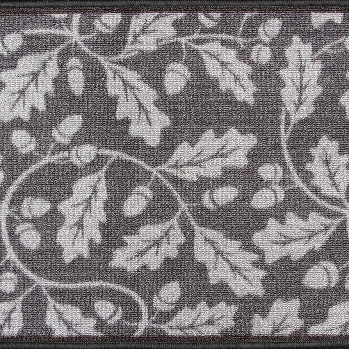 Grey Natural Leaf Acorn Non Slip Washable Kitchen Utility Mat - Grey / 300 x 66cm – image 2
