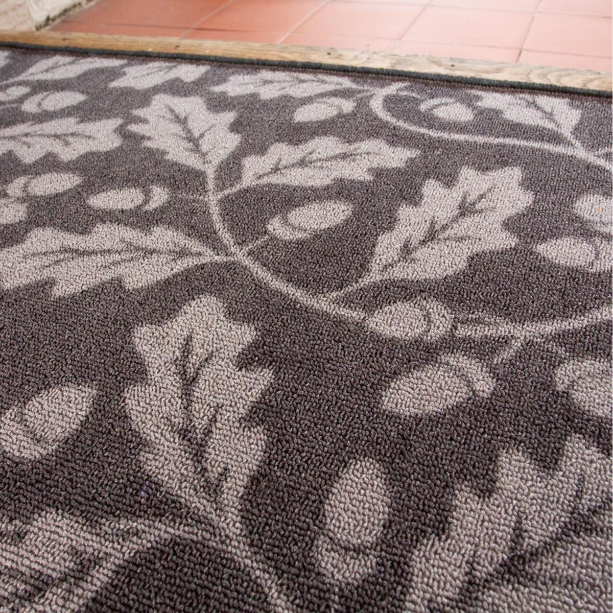 Grey Natural Leaf Acorn Non Slip Washable Kitchen Utility Mat - Grey / 300 x 66cm – image 3
