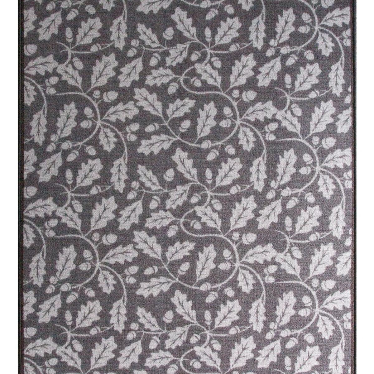 Grey Natural Leaf Acorn Non Slip Washable Kitchen Utility Mat - Grey / 300 x 66cm – image 4