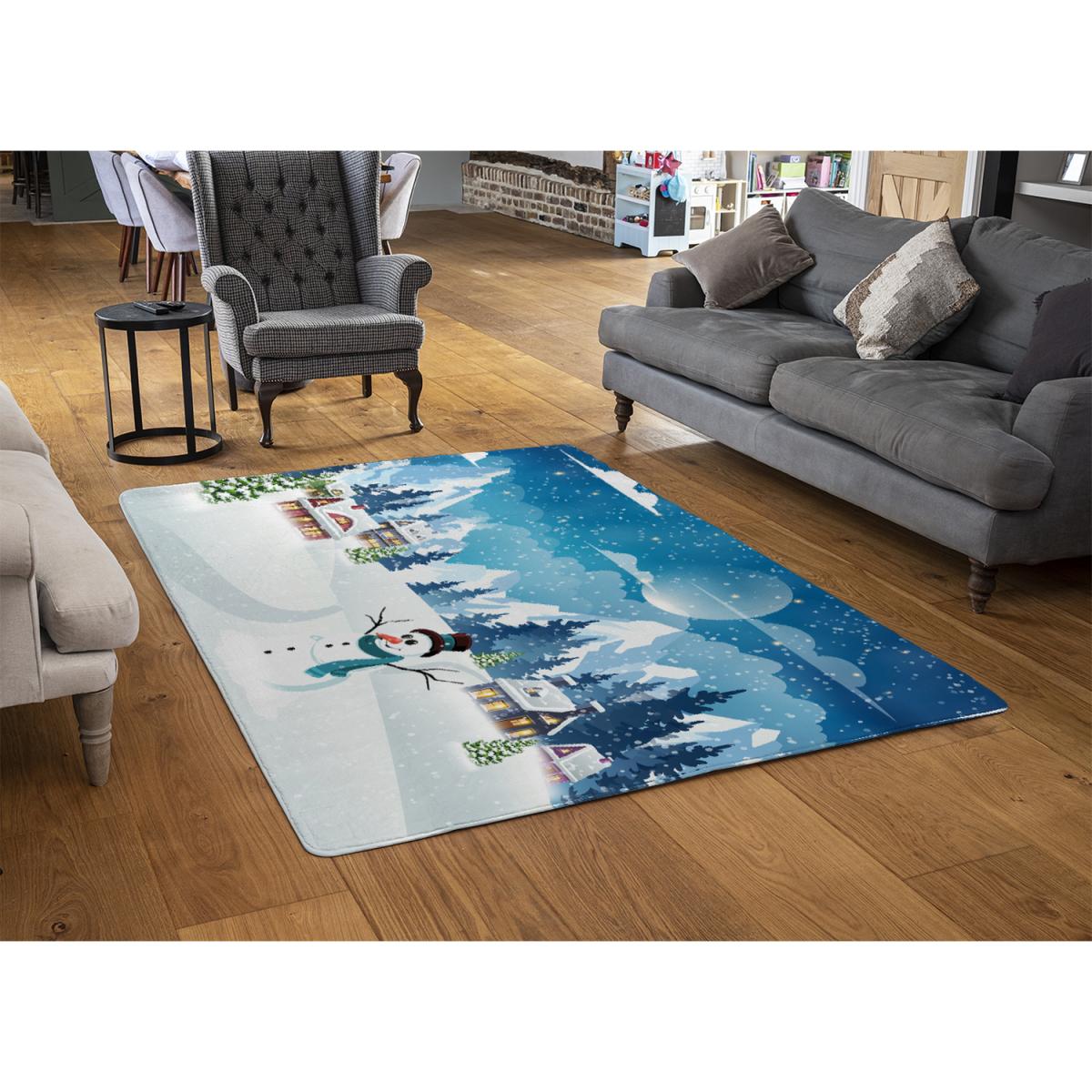 Evening Village Winter Landscape Style Rug - red / 230cm – image 2