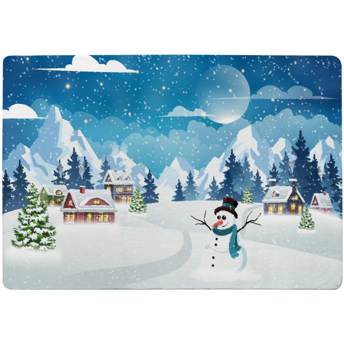 Evening Village Winter Landscape Style Rug - red / 230cm – image 1