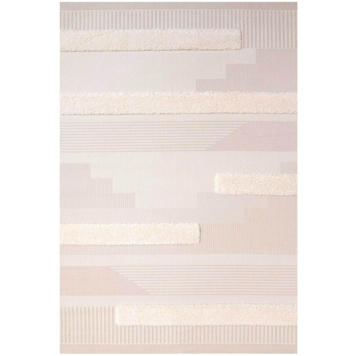 Natural Beige Stripe Textured Flatweave Indoor Outdoor Rug - Beige / 230 x 160cm – image 3