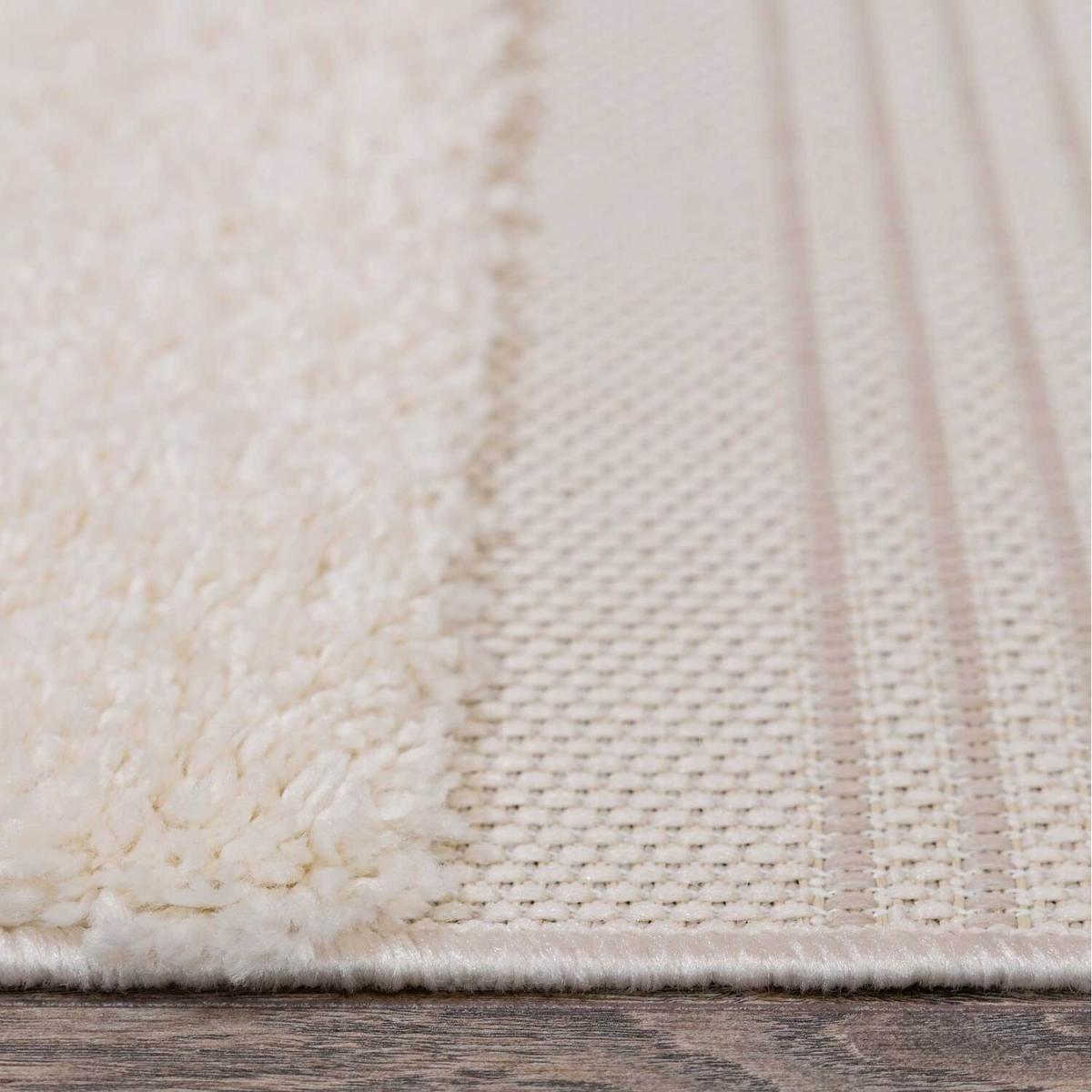 Natural Beige Stripe Textured Flatweave Indoor Outdoor Rug - Beige / 230 x 160cm – image 5
