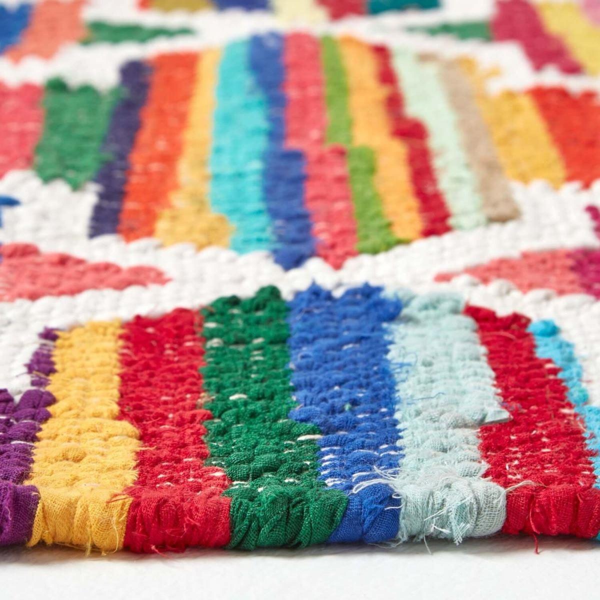 Homescapes Amsterdam Handwoven Cotton Chindi Rug - Multi Colour / 150cm – image 4