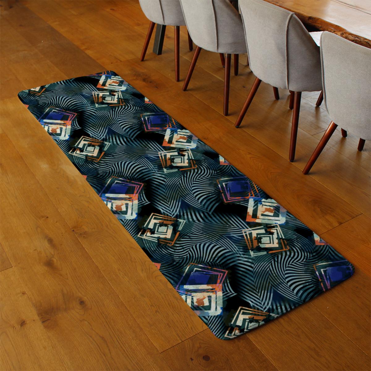Geometric Shapes Patterns Runner Rug - Black – image 3