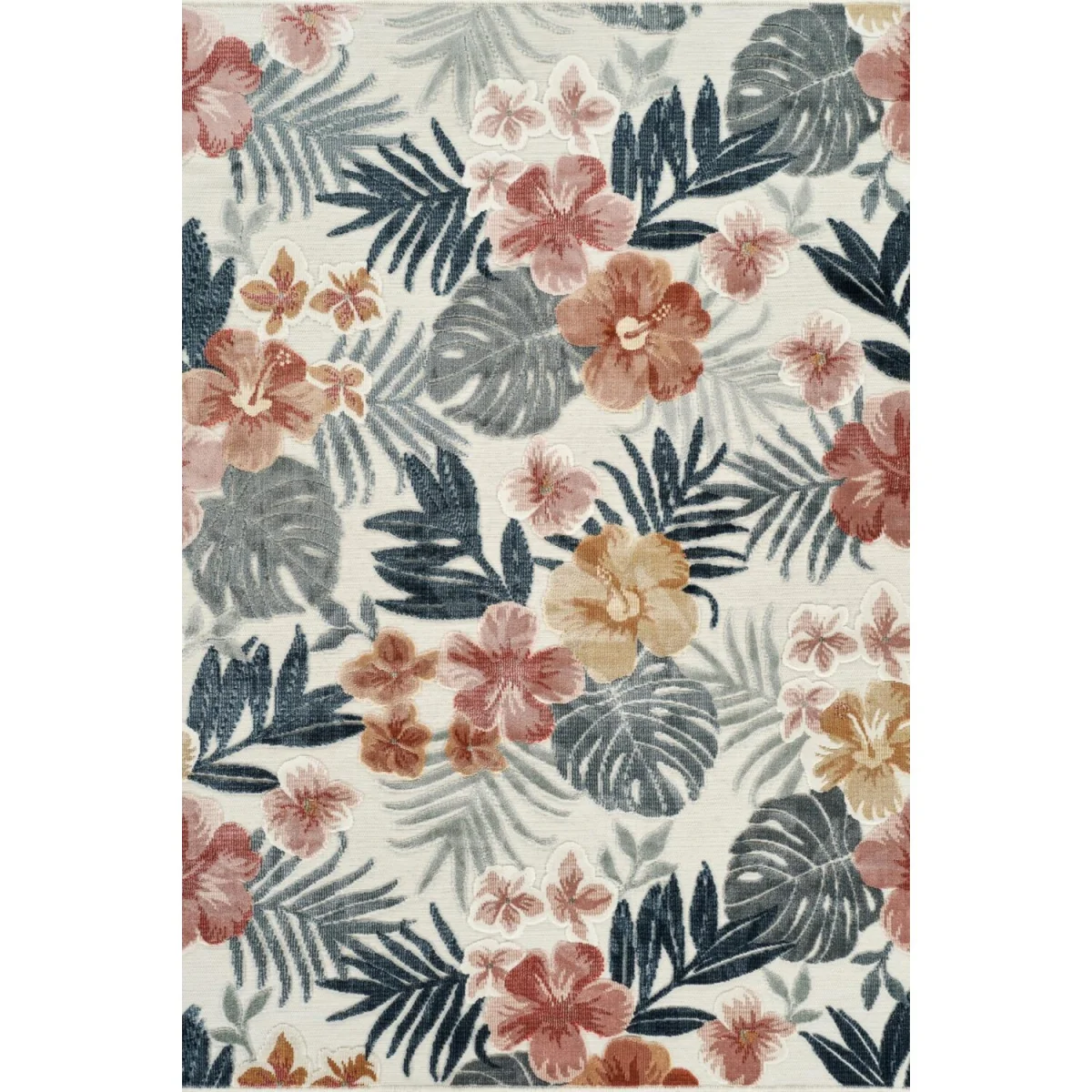 Gardenia Azalea Indoor Outdoor Low Pile Area Rug Floral Design - Cream / 230cm – image 3