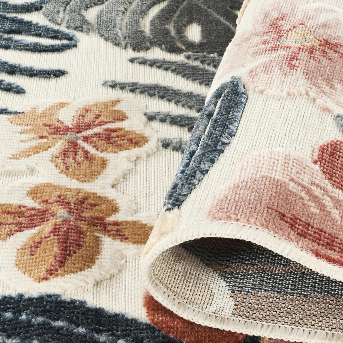 Gardenia Azalea Indoor Outdoor Low Pile Area Rug Floral Design - Cream / 230cm – image 4
