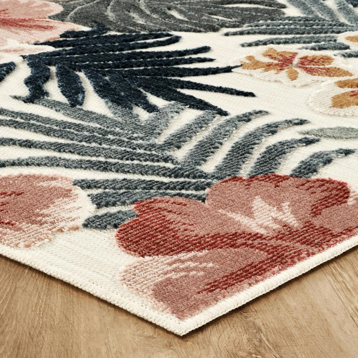Gardenia Azalea Indoor Outdoor Low Pile Area Rug Floral Design - Cream / 230cm – image 5